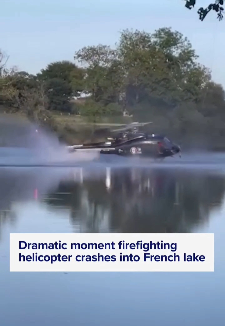 Firefighting Helicopter Crashes Into Pond in France — Crew Miraculously Survives